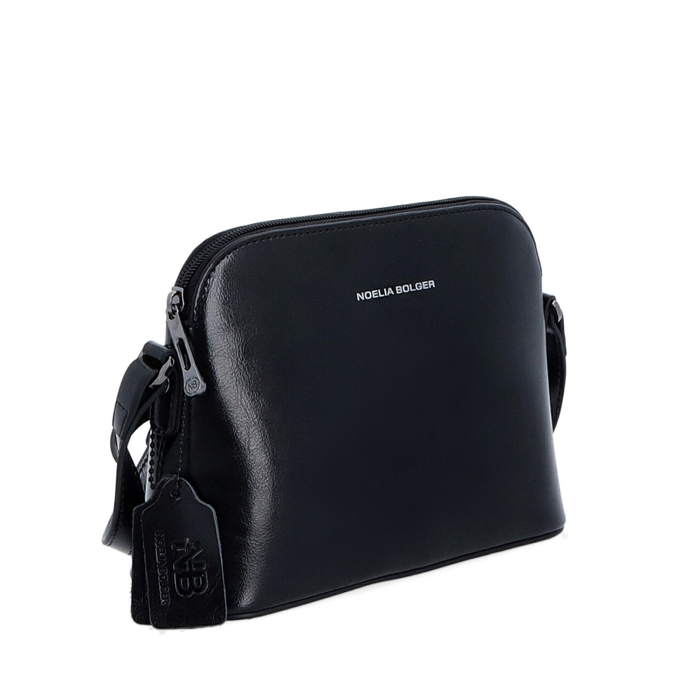Luxusná malá kožená crossbody kabelka Noelia Bolger materiál kože zapínanie na zips farba čierna veľkosť malá NB 0080 C