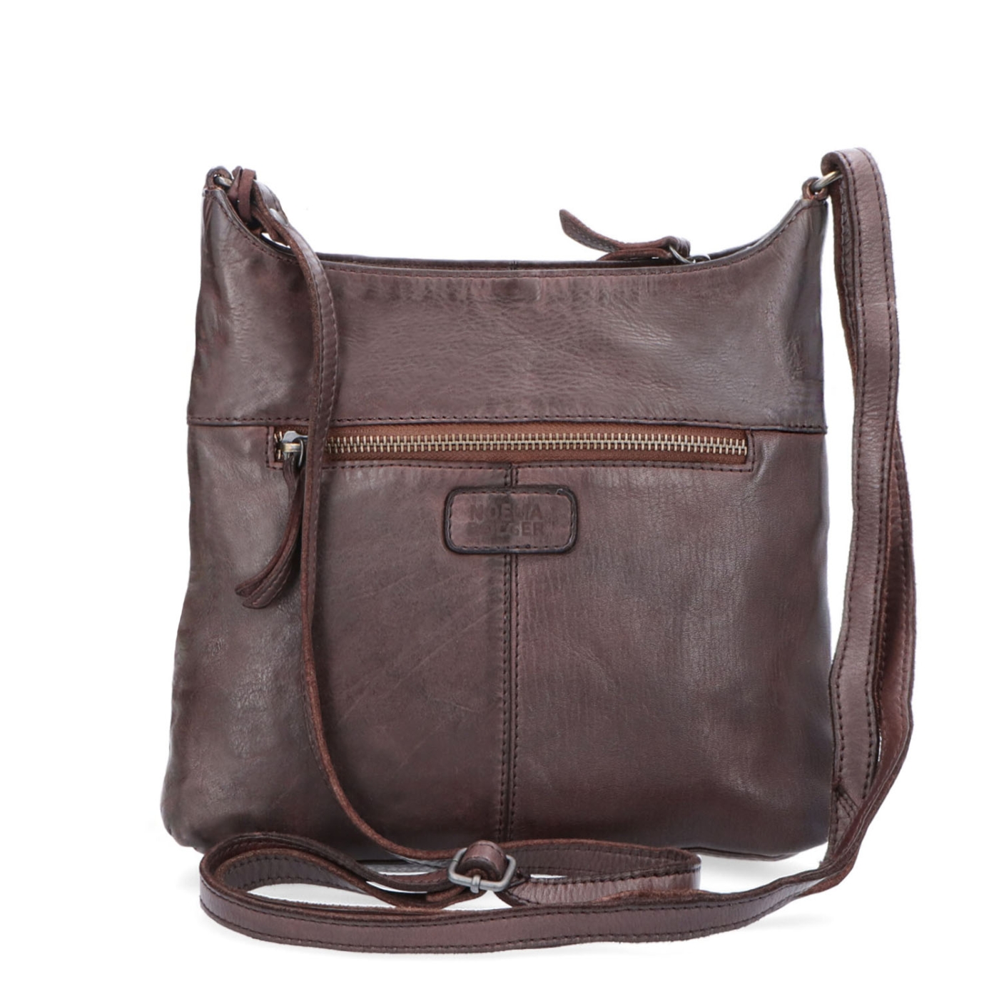 Kožená crossbody kabelka na každý deň Noelia Bolger materiál kože zapínanie na zips farba hnedá veľkosť malá NB 2404 H Zozadu