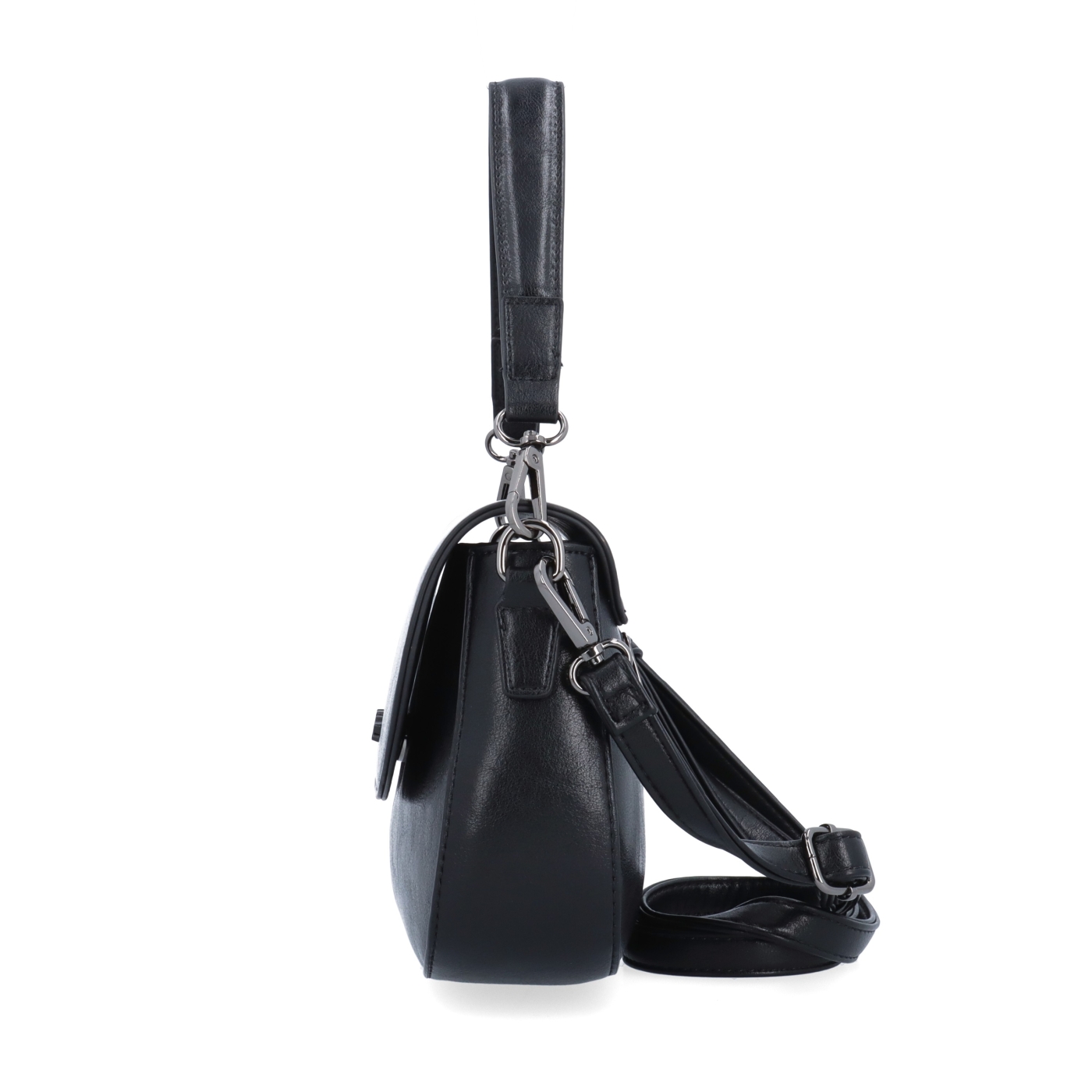 Štýlová crossbody kabelka s chlopňou Le Sands materiál syntetická koža zapínanie s chlopňou farba čierna veľkosť malá 7730 C Z boku