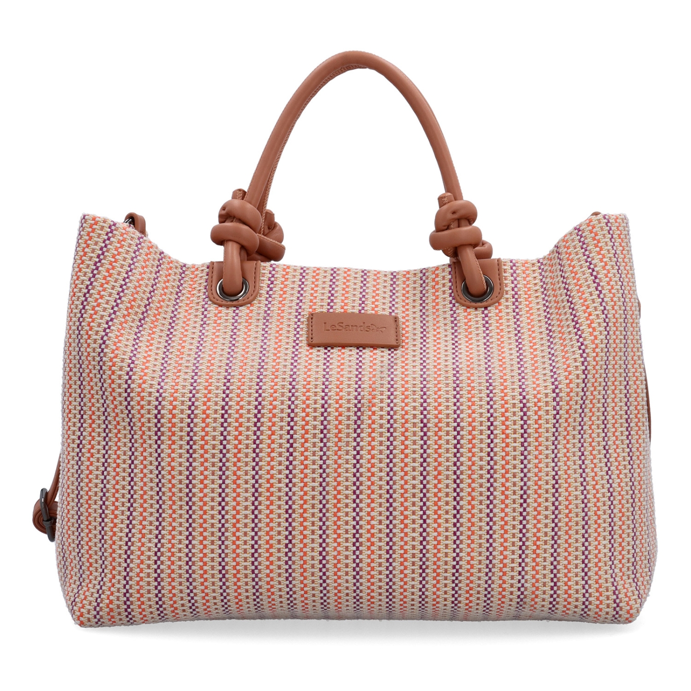 Priestranná shopper kabelka s originálnymi uchami Le Sands materiál syntetická koža zapínanie na zips farba oranžová veľkosť veľká 4613 O Spredu