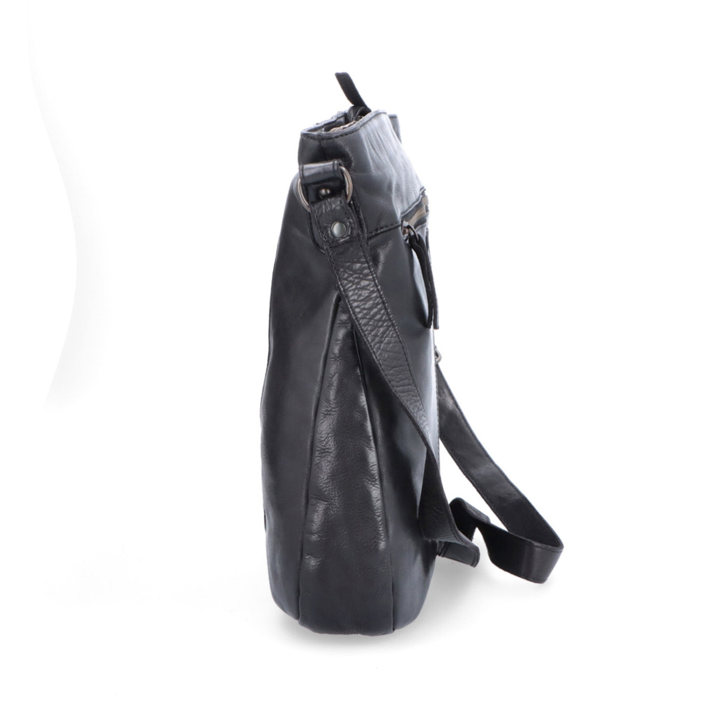 Kožená crossbody kabelka s prešívaním Noelia Bolger materiál kože zapínanie na zips farba čierna veľkosť stredná NB 2002 C Z boku