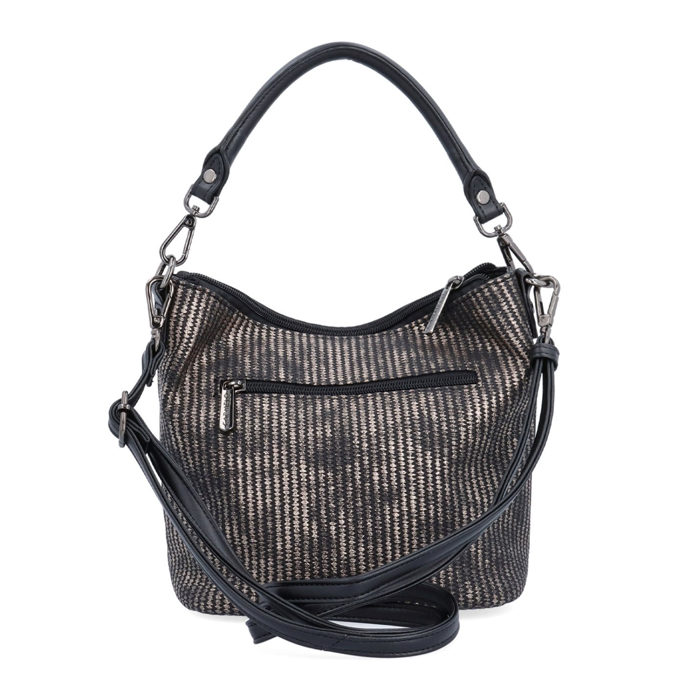 Štýlová crossbody kabelka s originálnym vzorom Carmelo materiál syntetická koža zapínanie na zips farba metalíza veľkosť malá 4380 BR Zozadu