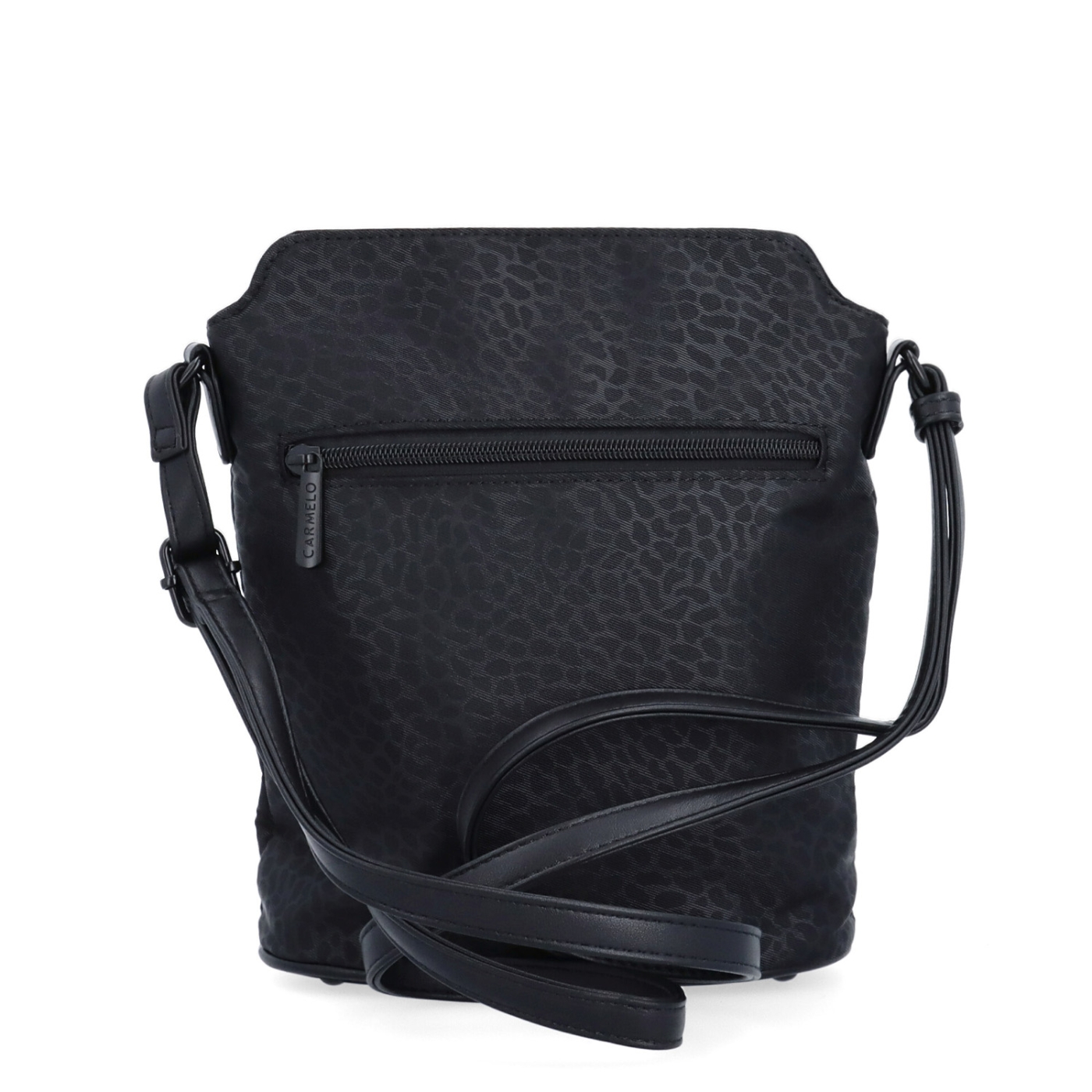 Praktická crossbody kabelka s extra vreckom Carmelo materiál nylon zapínanie na zips farba čierna veľkosť malá 6607 C LE Zozadu