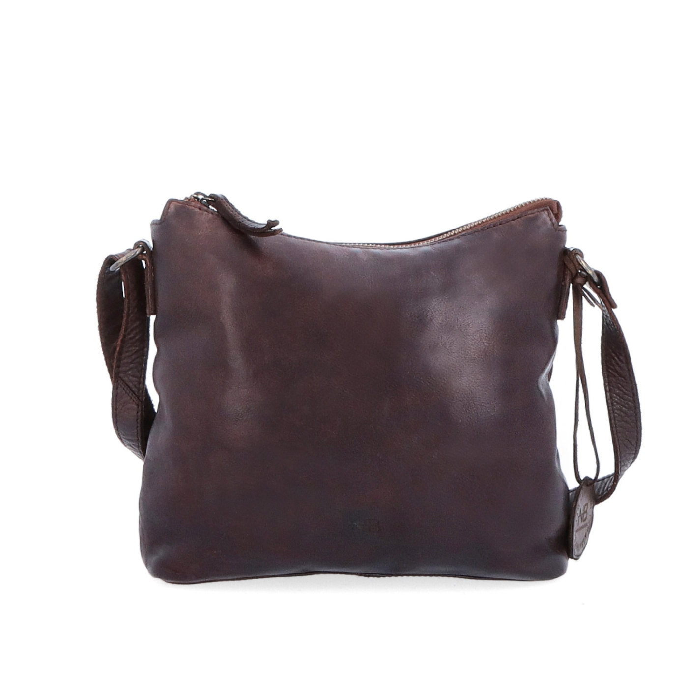 Kožená crossbody kabelka s moderným dizajnom Noelia Bolger materiál kože zapínanie na zips farba hnedá veľkosť malá NB 2400 H Spredu