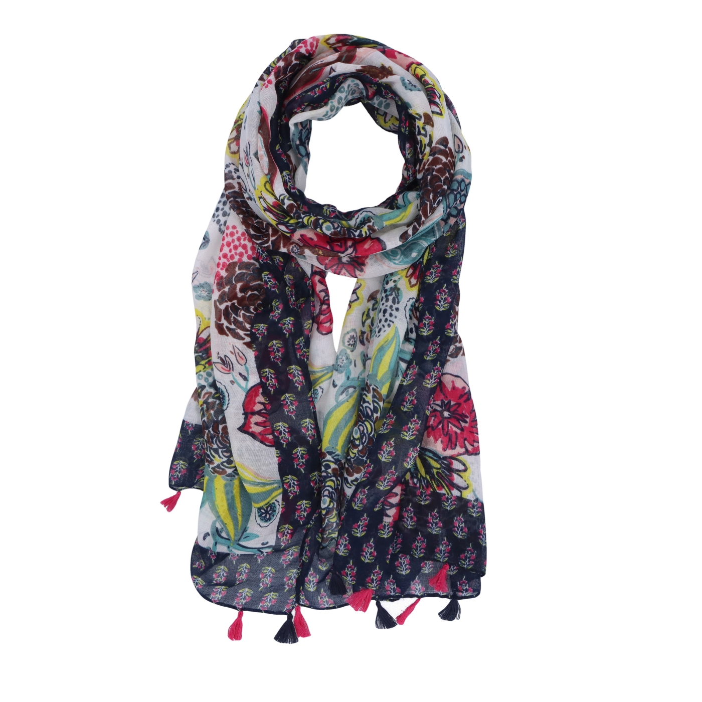 Ľahká šatka s originálnym vzorom Noelia Bolger materiál Viskóza a bavlna farba multicolor KL506 - 25