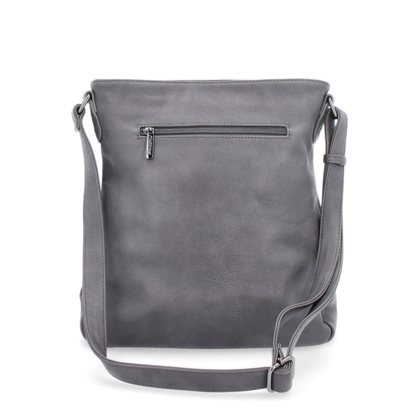 Crossbody kabelka s vonkajšími vreckami Tangerin materiál syntetická koža zapínanie na zips farba sivá veľkosť stredná 8008 TS Zozadu