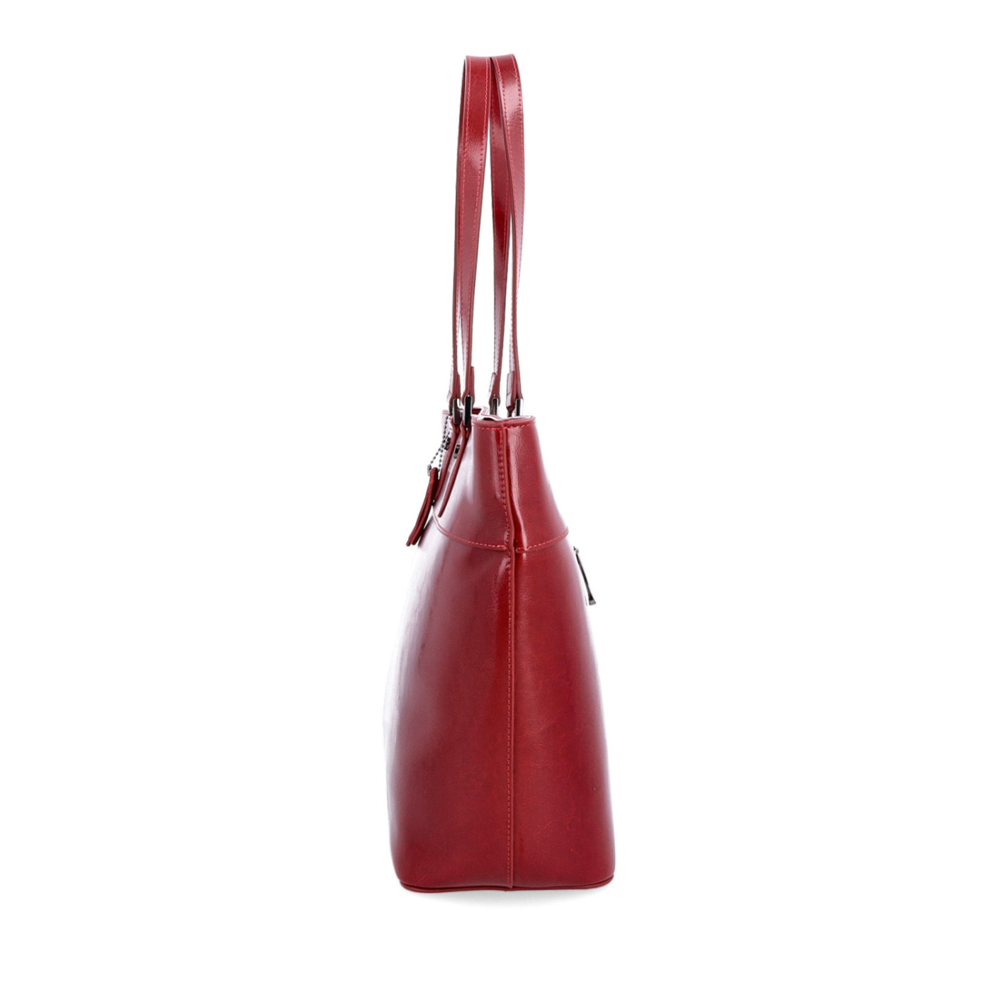 Kožená shopper kabelka Noelia Bolger materiál kože farba červená veľkosť veľká NB 0076 TCV Z boku