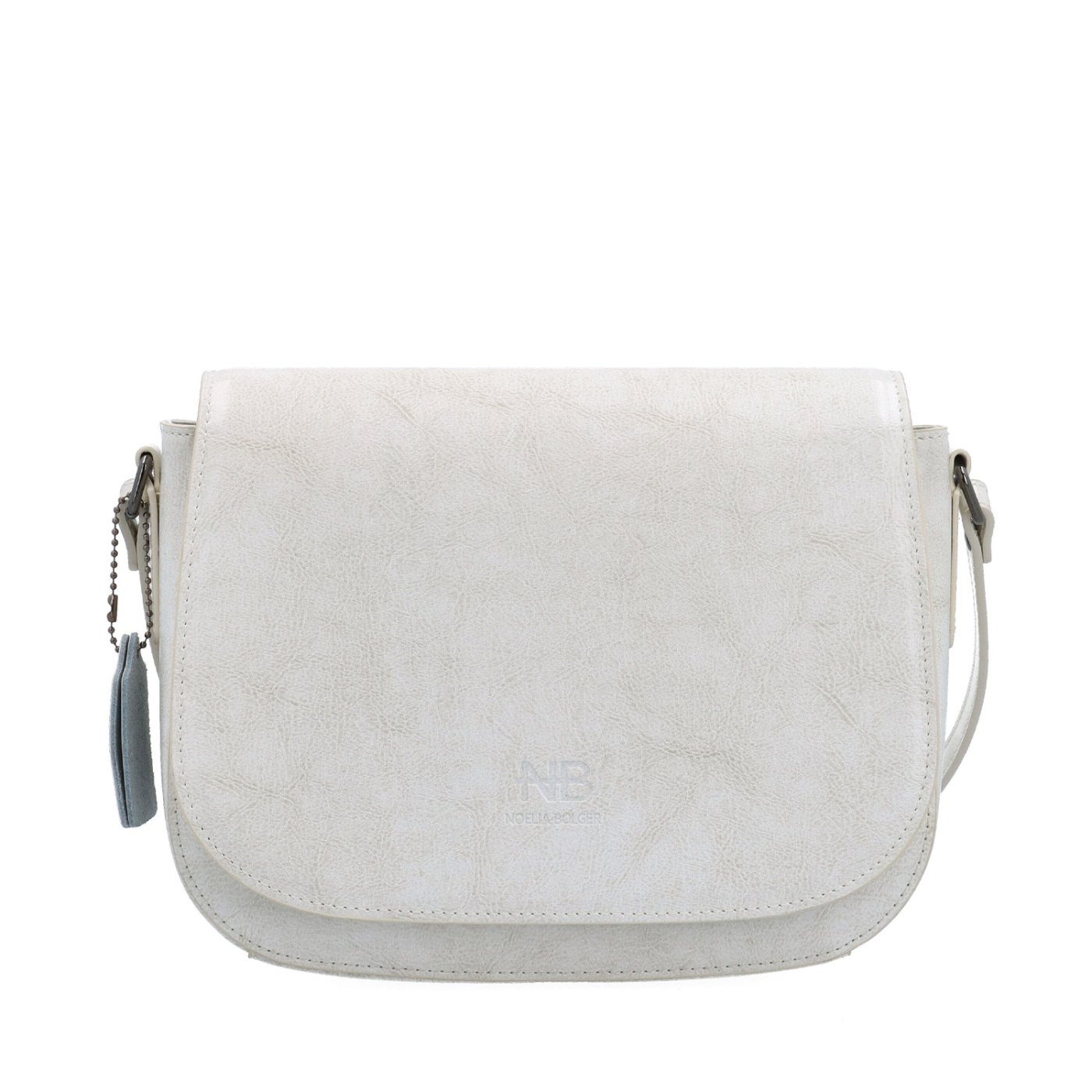 Elegantná kožená crossbody kabelka s chlopňou Noelia Bolger materiál kože zapínanie s chlopňou farba biela veľkosť malá NB 0117 OW Spredu