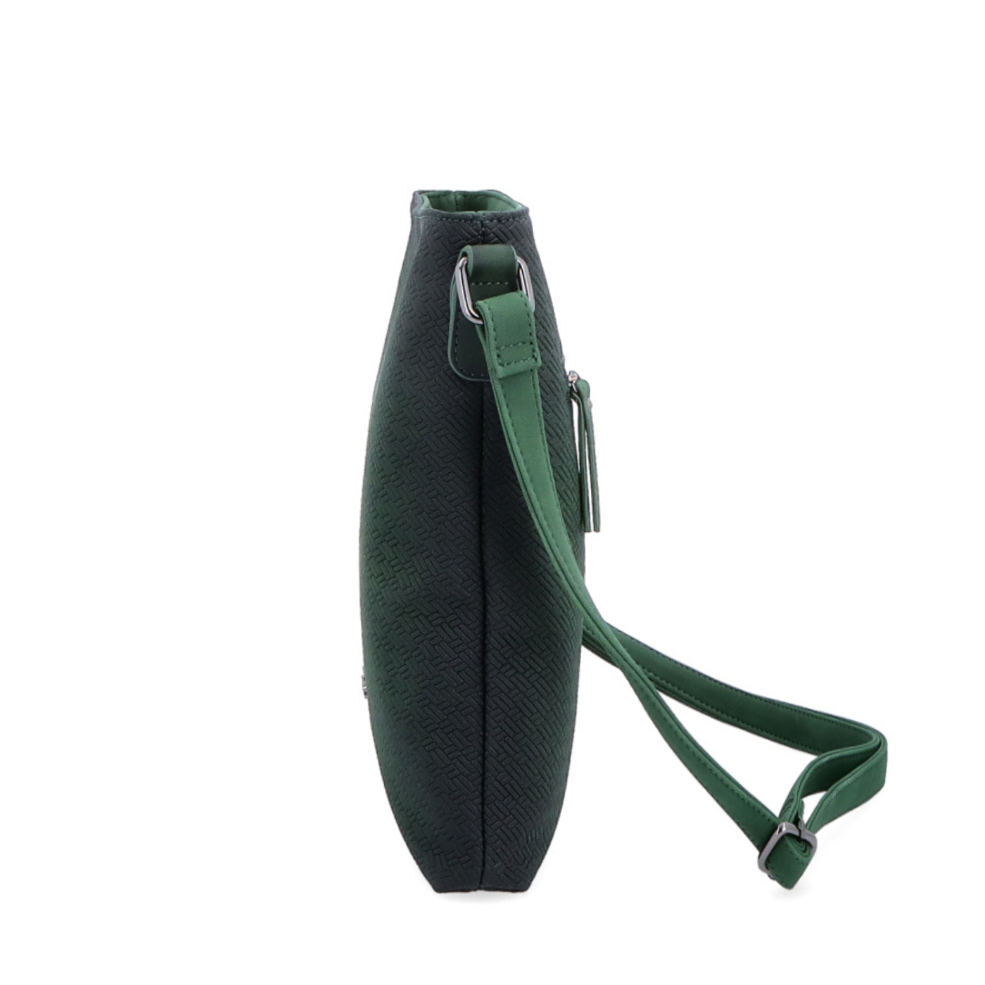 Crossbody s čistým dizajnom Indee materiál syntetická koža zapínanie na zips farba zelená veľkosť malá 6316 TZE Z boku