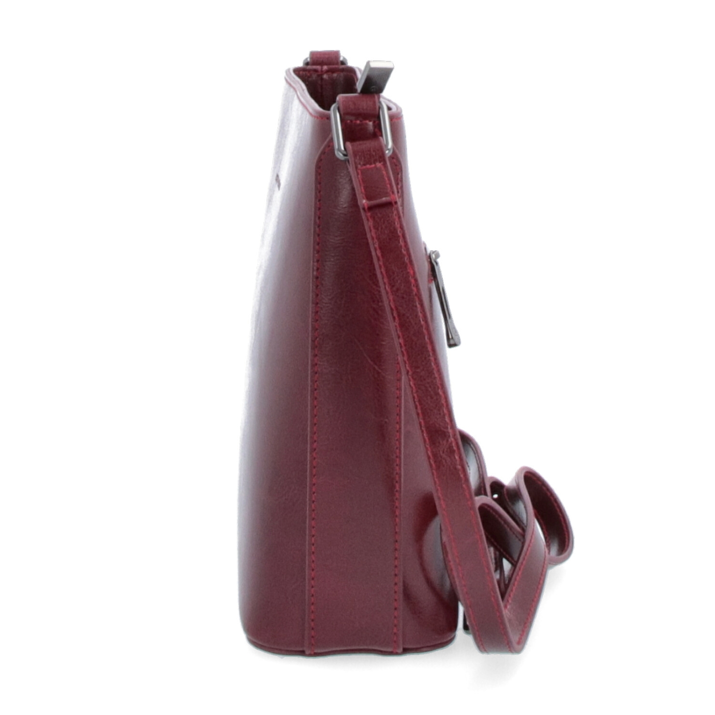 Malá elegantná kožená crossbody kabelka Noelia Bolger materiál kože zapínanie na zips farba červená veľkosť malá NB 0065 TCV Z boku