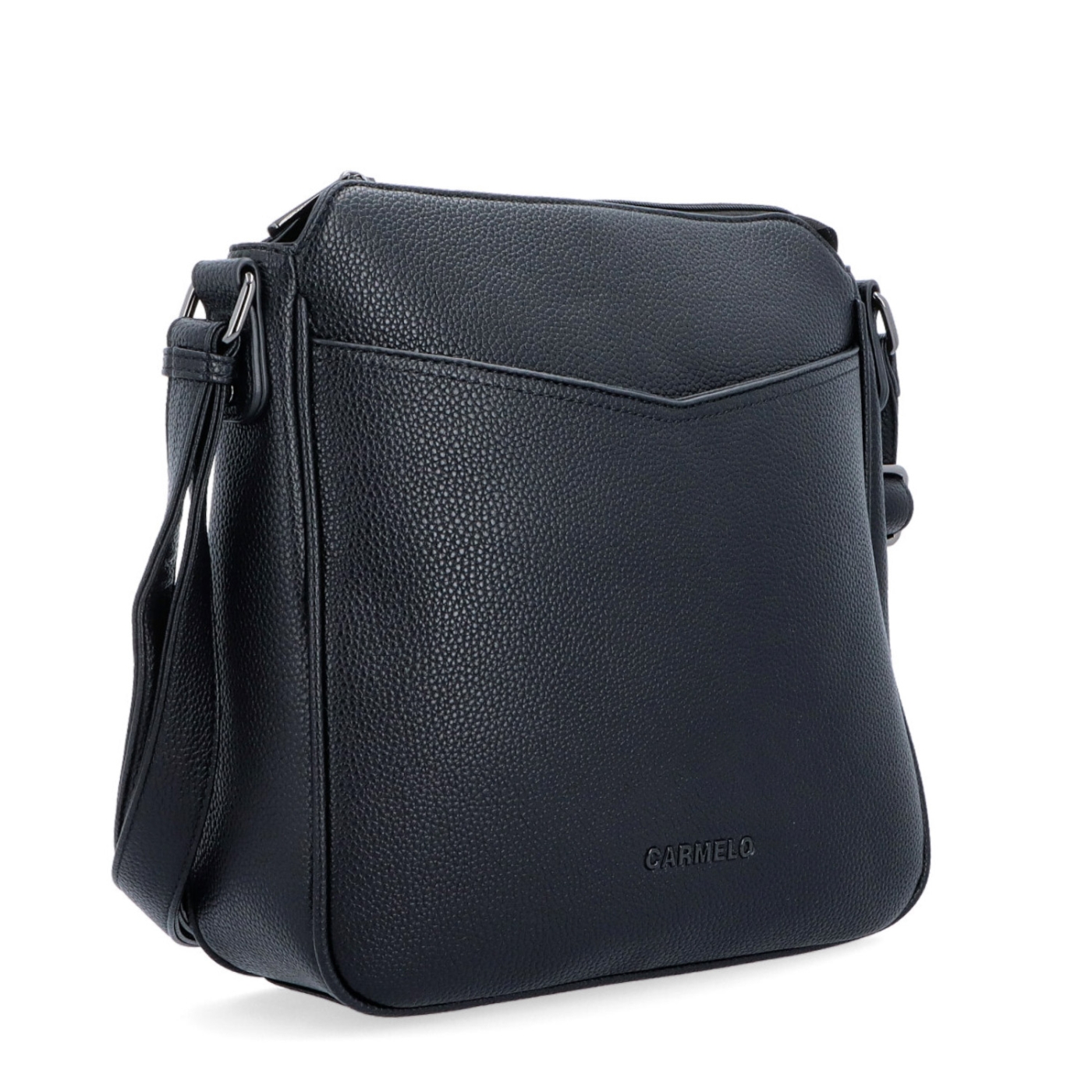 Stredná crossbody kabelka s predným vreckom na cvoček Carmelo materiál syntetická koža zapínanie na zips farba čierna veľkosť stredná 4331 C
