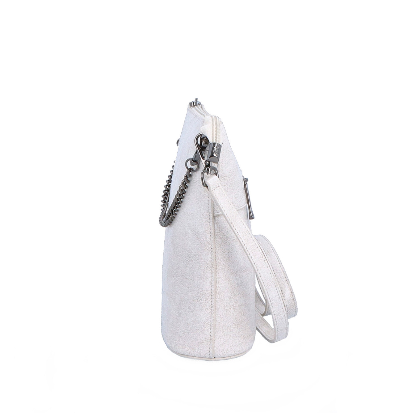 Elegantná kožená crossbody s retiazkou Noelia Bolger materiál kože zapínanie na zips farba biela veľkosť malá NB 0048 OW Z boku