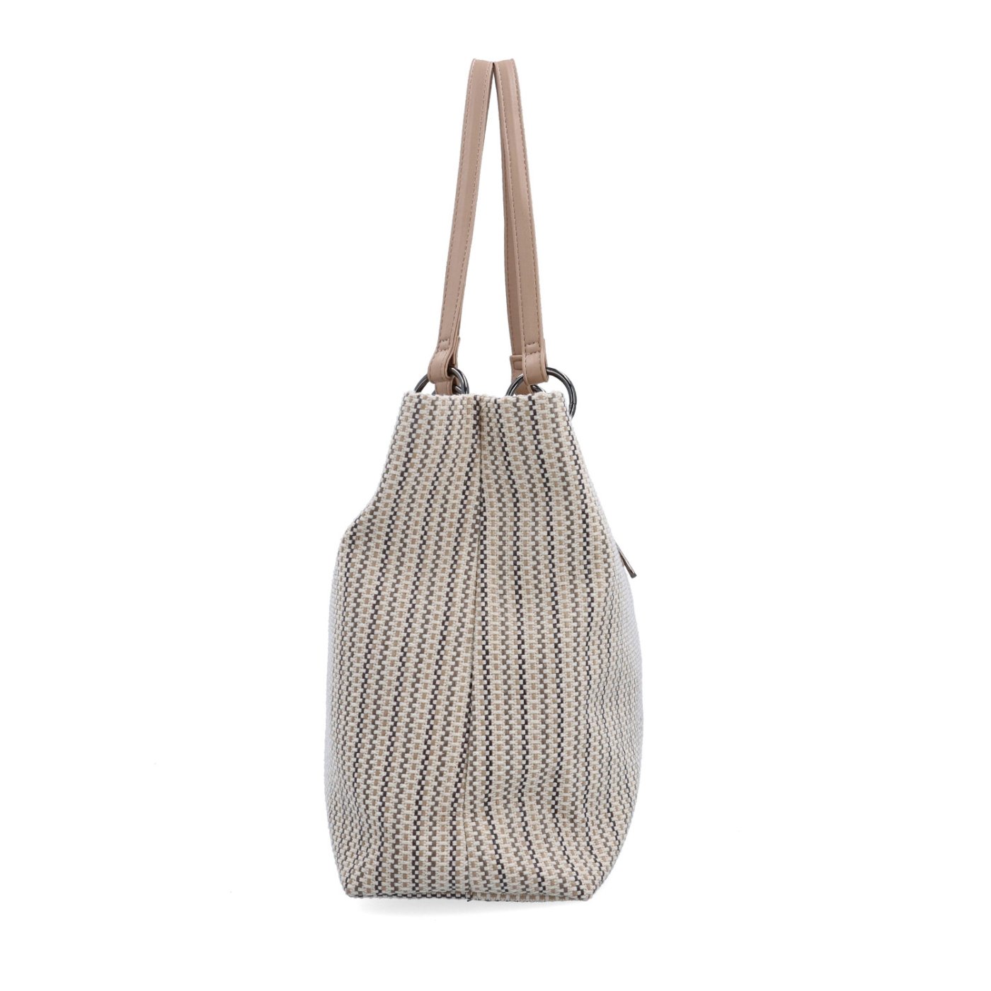 Priestranná shopper kabelka s textúrovaným povrchom Le Sands materiál syntetická koža zapínanie na zips farba béžová veľkosť veľká 4614 BE Z boku