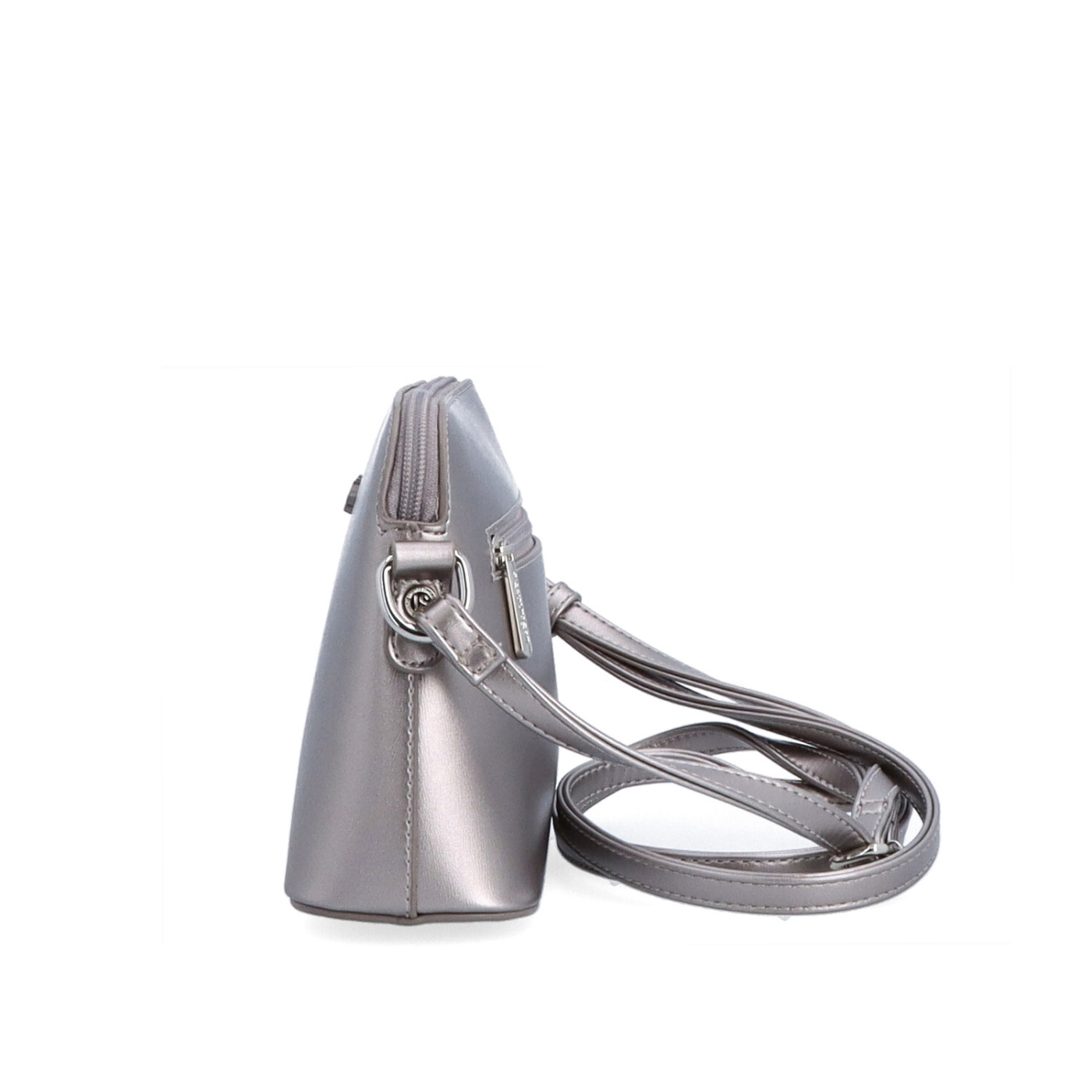 Minimalistická crossbody kabelka Le Sands materiál syntetická koža zapínanie na zips farba metalíza veľkosť malá 7710 STR Z boku