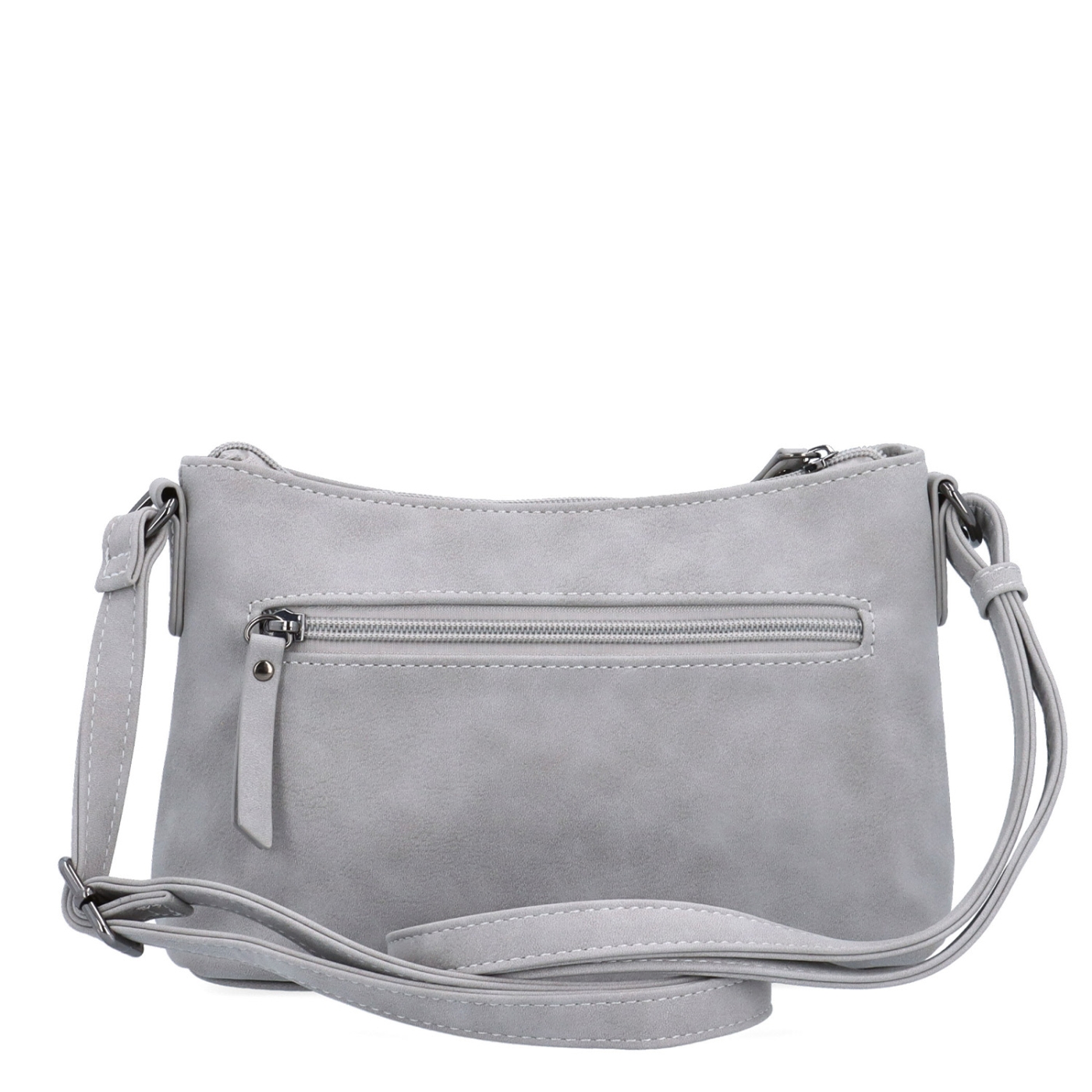 Malá elegantná crossbody kabelka Tangerin materiál syntetická koža zapínanie na zips farba sivá veľkosť malá 1109 SS Zozadu