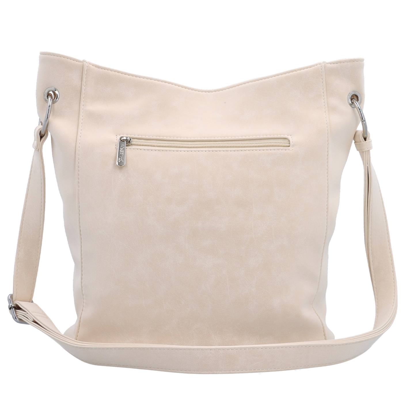 Mestská crossbody kabelka s hebkým povrchom a deleným vnútrom Tangerin materiál syntetická koža zapínanie na zips farba béžová veľkosť stredná 7015 BE Zozadu