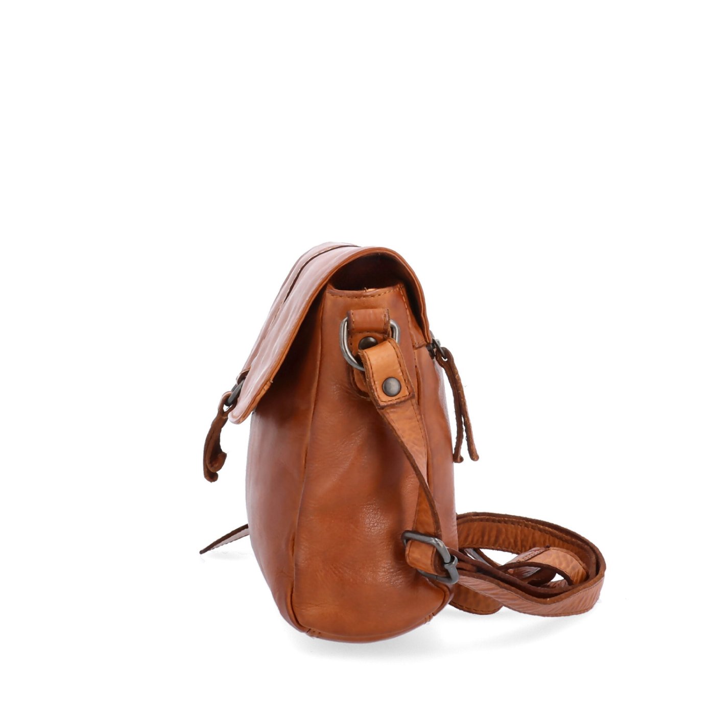 Kožená crossbody kabelka s chlopňou Noelia Bolger materiál kože zapínanie s chlopňou farba koňaková veľkosť stredná NB 2416 KO Z boku