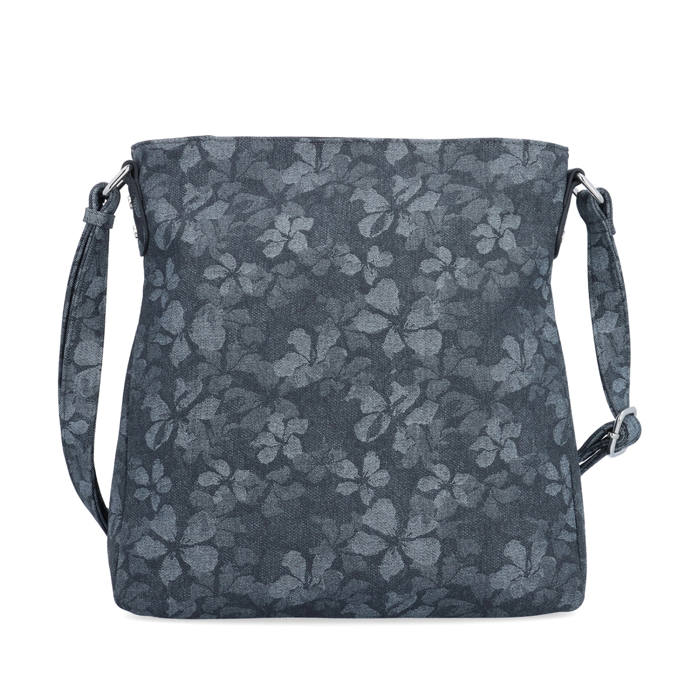 Crossbody kabelka s jemným kvetinovým vzorom Carmelo materiál syntetická koža zapínanie na zips farba čierna veľkosť stredná 4601 C Spredu