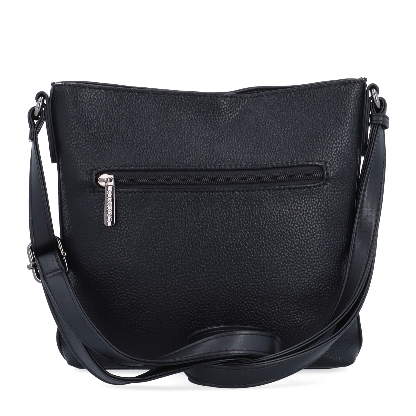 Praktická crossbody kabelka do mesta aj na výlety Carmelo materiál syntetická koža zapínanie na zips farba čierna veľkosť malá 4670 C Zozadu