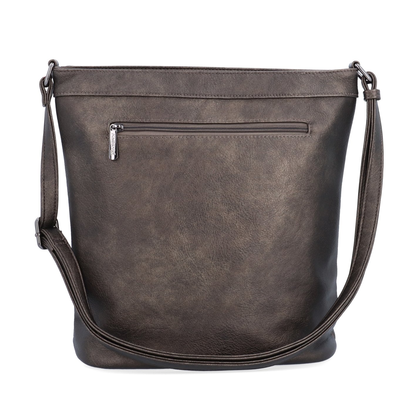 Crossbody kabelka s ozdobnými zipsami Tangerin materiál syntetická koža zapínanie na zips farba sivá veľkosť stredná 8050 ANT Zozadu