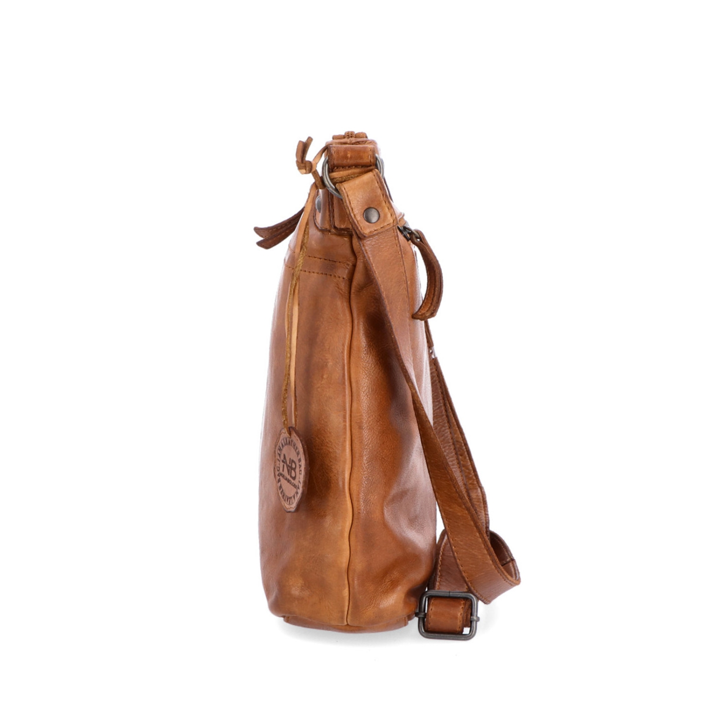 Kožená vintage crossbody s vreckami Noelia Bolger materiál kože zapínanie na zips farba koňaková veľkosť stredná NB 2006 KO Z boku