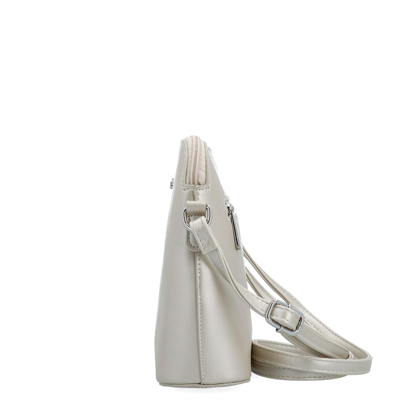Malá minimalistická crossbody kabelka Le Sands materiál syntetická koža zapínanie na zips farba béžová veľkosť malá 7712 PRL Z boku