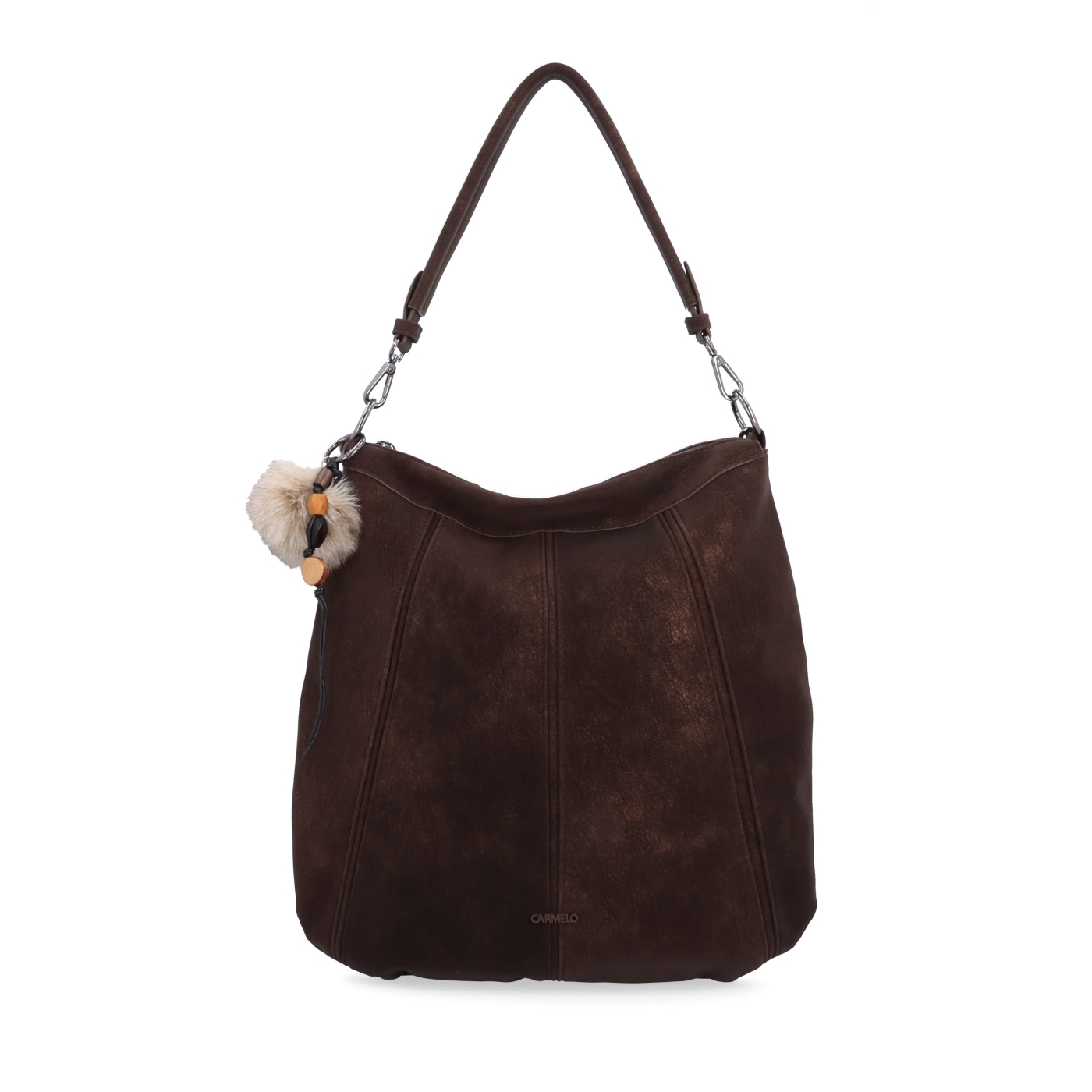 Praktická kabelka cez rameno aj crossbody s prešívaním Carmelo materiál syntetická koža zapínanie na zips farba hnedá veľkosť stredná 4656 H Spredu