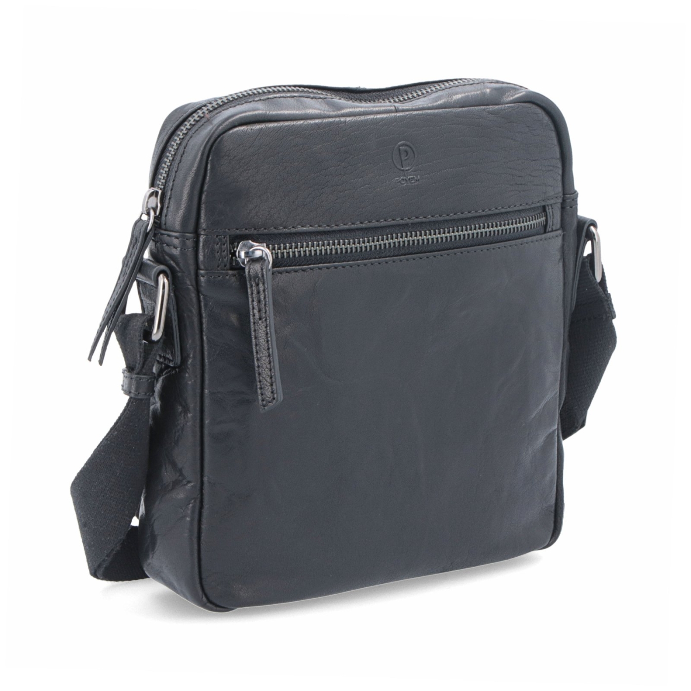 Kožená crossbody taška Poyem materiál kože farba čierna veľkosť malá 2206 Poyem C
