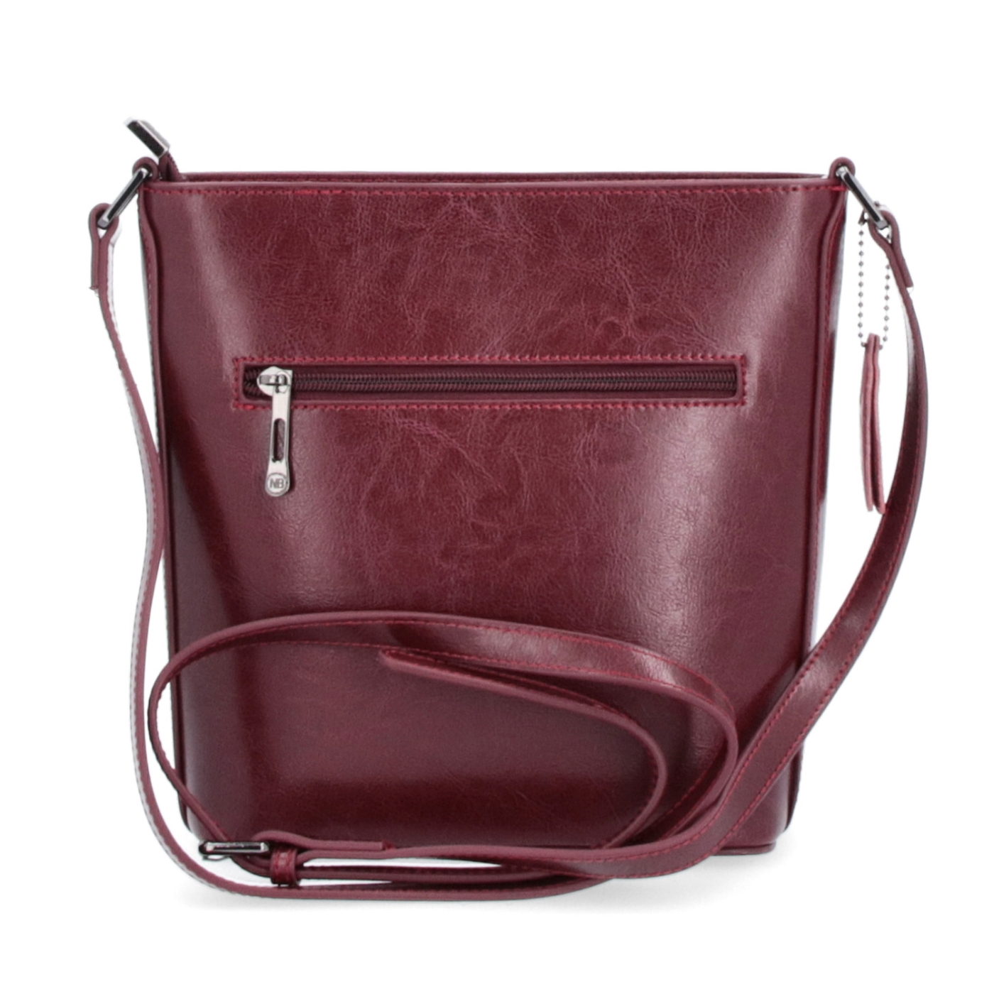 Malá elegantná kožená crossbody kabelka Noelia Bolger materiál kože zapínanie na zips farba červená veľkosť malá NB 0065 TCV Zozadu