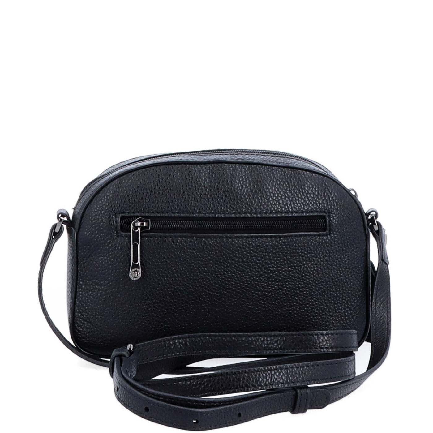 Malá kožená crossbody kabelka s vreckom na zips Noelia Bolger materiál kože zapínanie na zips farba čierna veľkosť malá NB 3013 C Zozadu