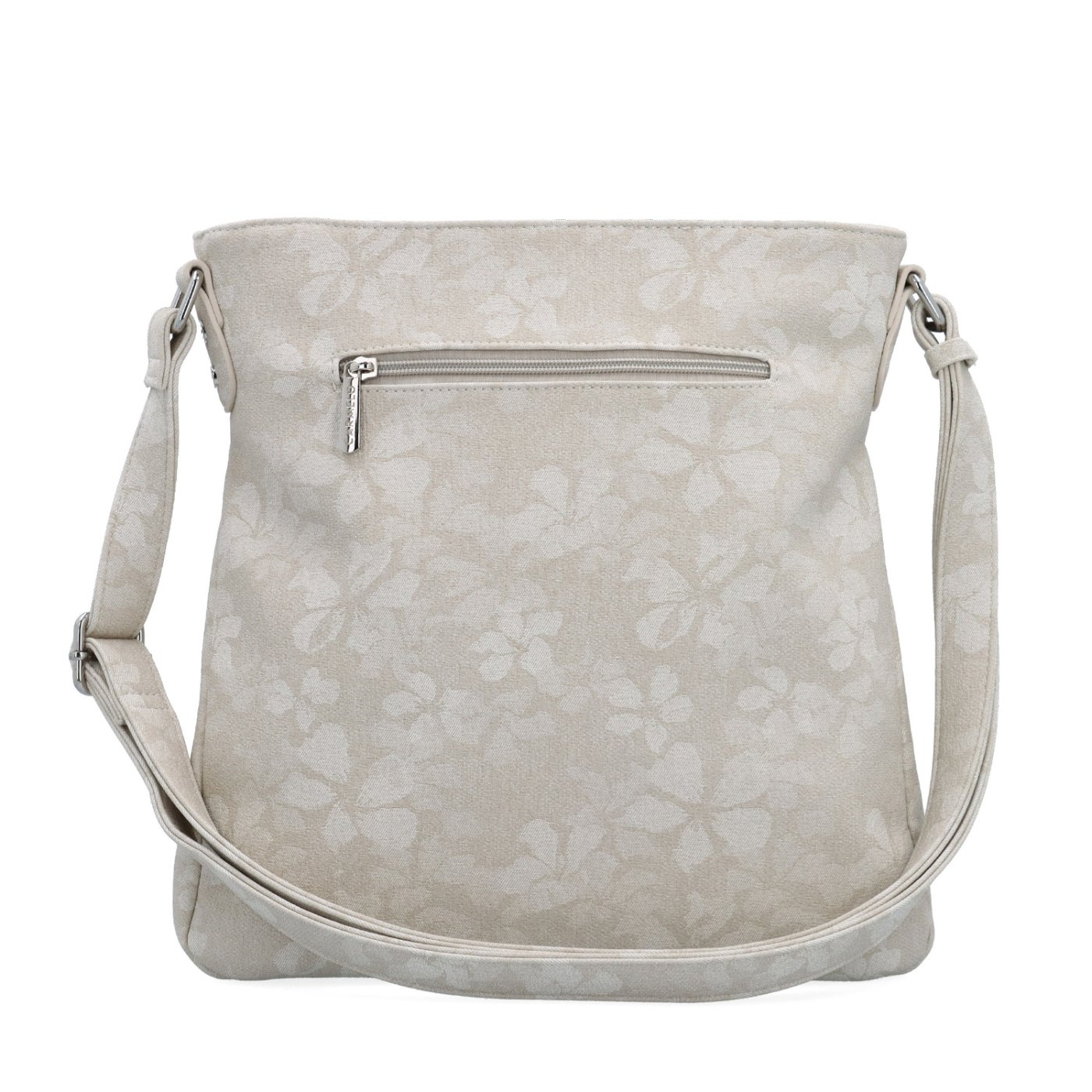 Crossbody kabelka s jemným kvetinovým vzorom Carmelo materiál syntetická koža zapínanie na zips farba béžová veľkosť stredná 4601 BE Zozadu