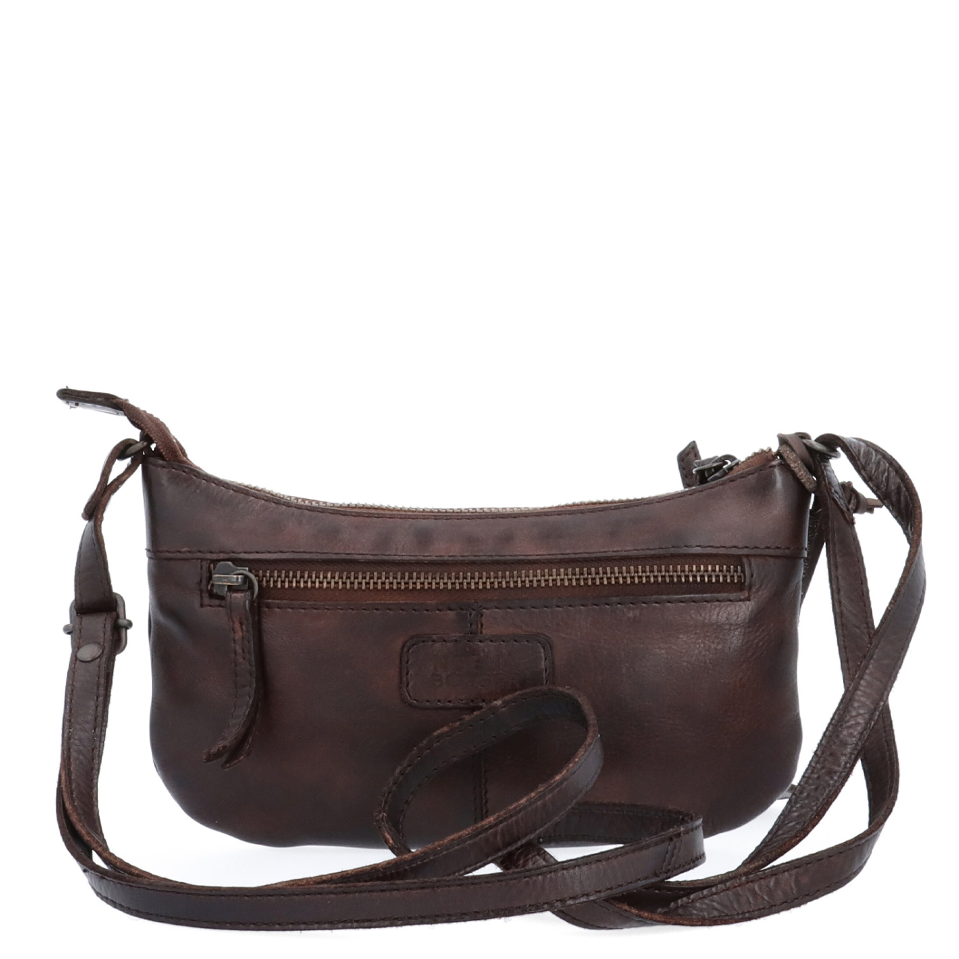 Malá elegantná kožená crossbody kabelka Noelia Bolger materiál kože zapínanie na zips farba hnedá veľkosť malá NB 2420 H Zozadu