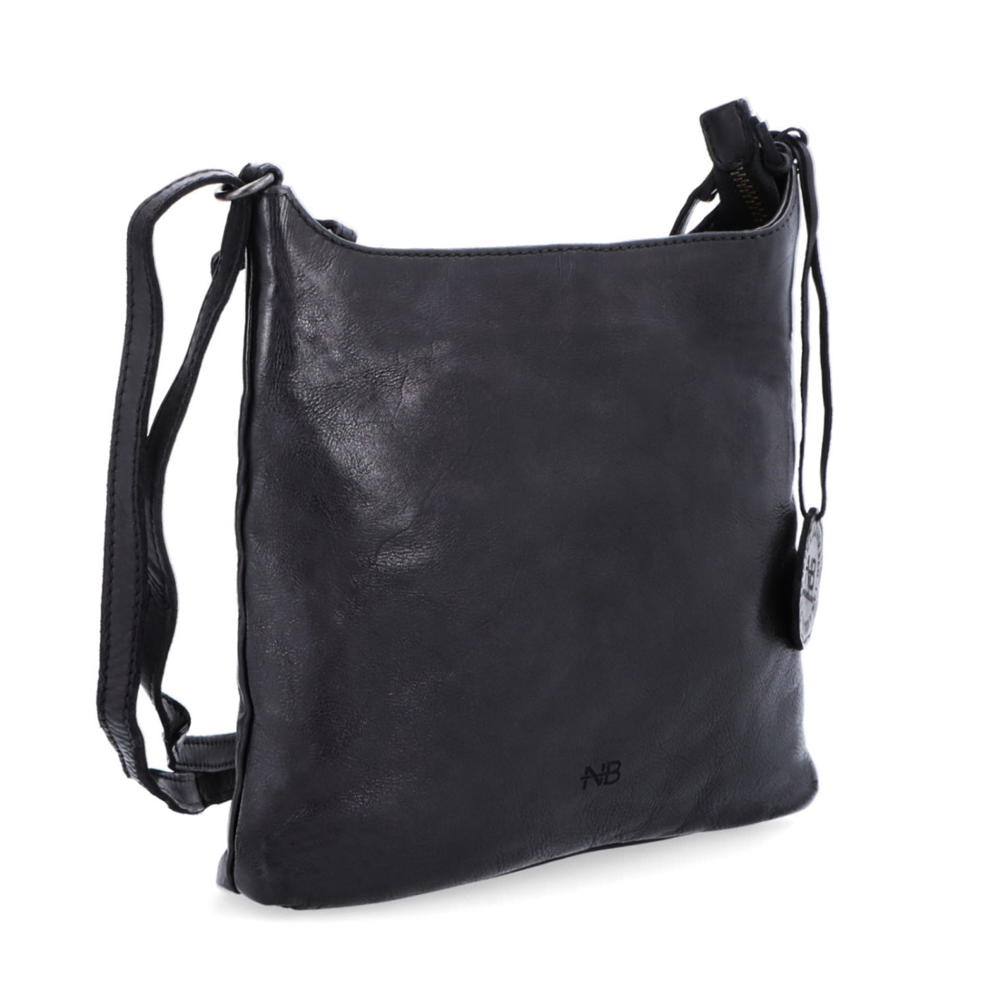 Kožená crossbody kabelka na každý deň Noelia Bolger materiál kože zapínanie na zips farba čierna veľkosť malá NB 2404 C