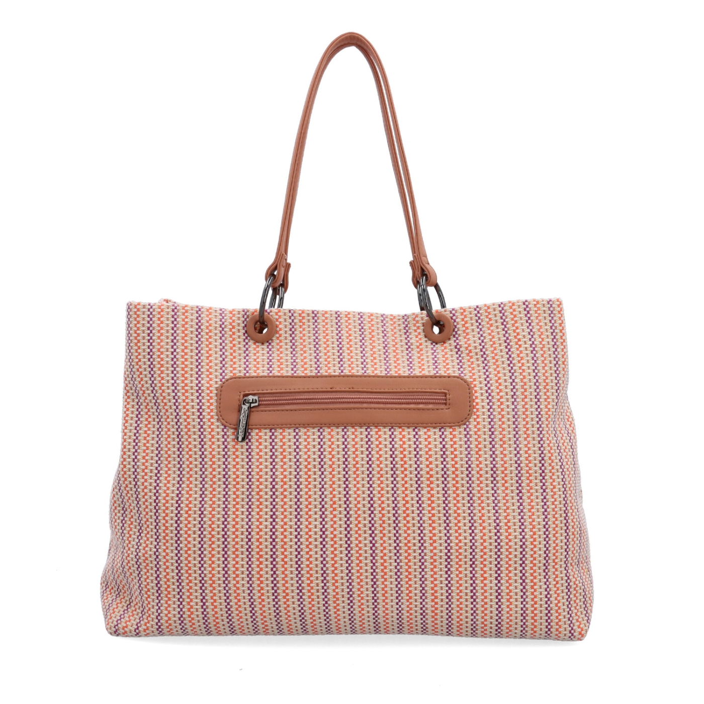 Priestranná shopper kabelka s textúrovaným povrchom Le Sands materiál syntetická koža zapínanie na zips farba oranžová veľkosť veľká 4614 O Zozadu