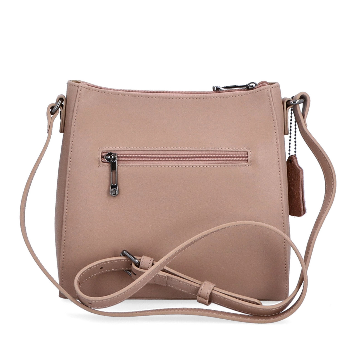 Kožená kabelka crossbody Noelia Bolger Noelia Bolger materiál kože zapínanie na zips farba nude veľkosť malá NB 0097 N Zozadu