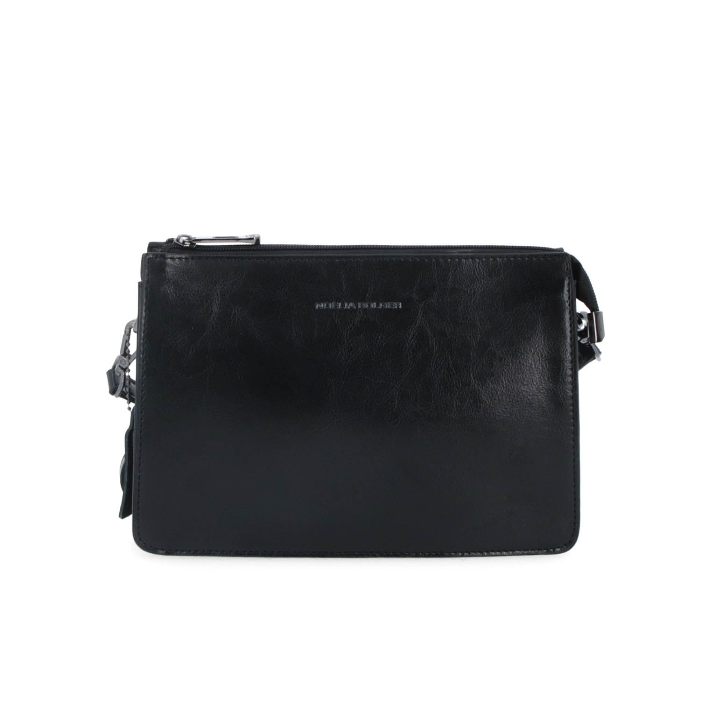 Malá kožená crossbody kabelka Noelia Bolger materiál kože zapínanie na zips farba čierna veľkosť malá NB 0046 C Spredu