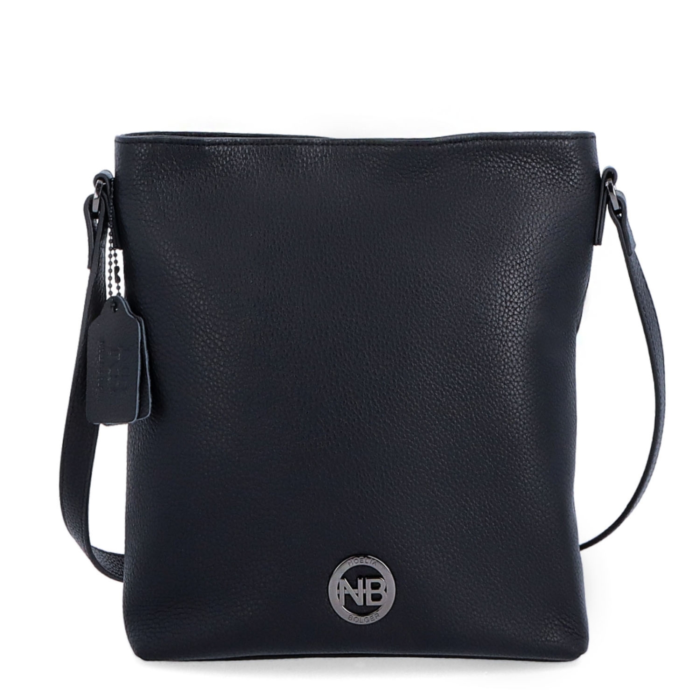 Malá kožená crossbody kabelka s čistým dizajnom Noelia Bolger materiál kože zapínanie na zips farba čierna veľkosť malá NB 3008 C Spredu