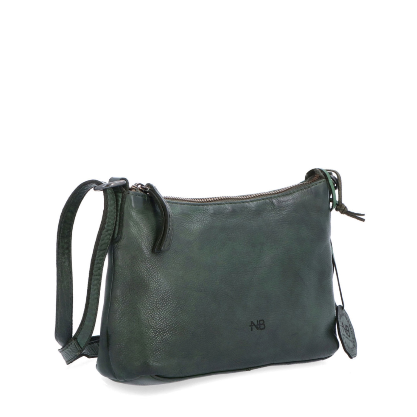 Praktická kožená crossbody na každý deň Noelia Bolger materiál kože zapínanie na zips farba zelená veľkosť malá NB 2406 ZE