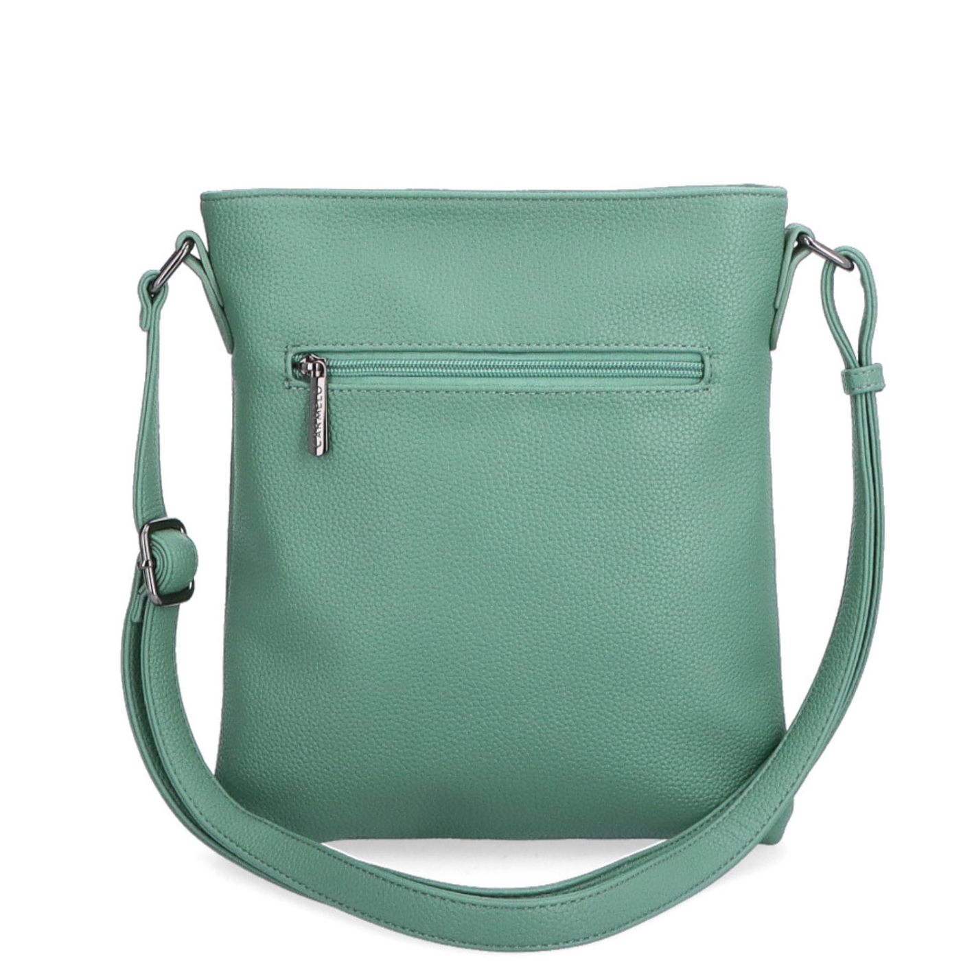 Crossbody kabelka so zipsom Carmelo materiál syntetická koža zapínanie na zips farba zelená veľkosť malá 4324 ZE Zozadu