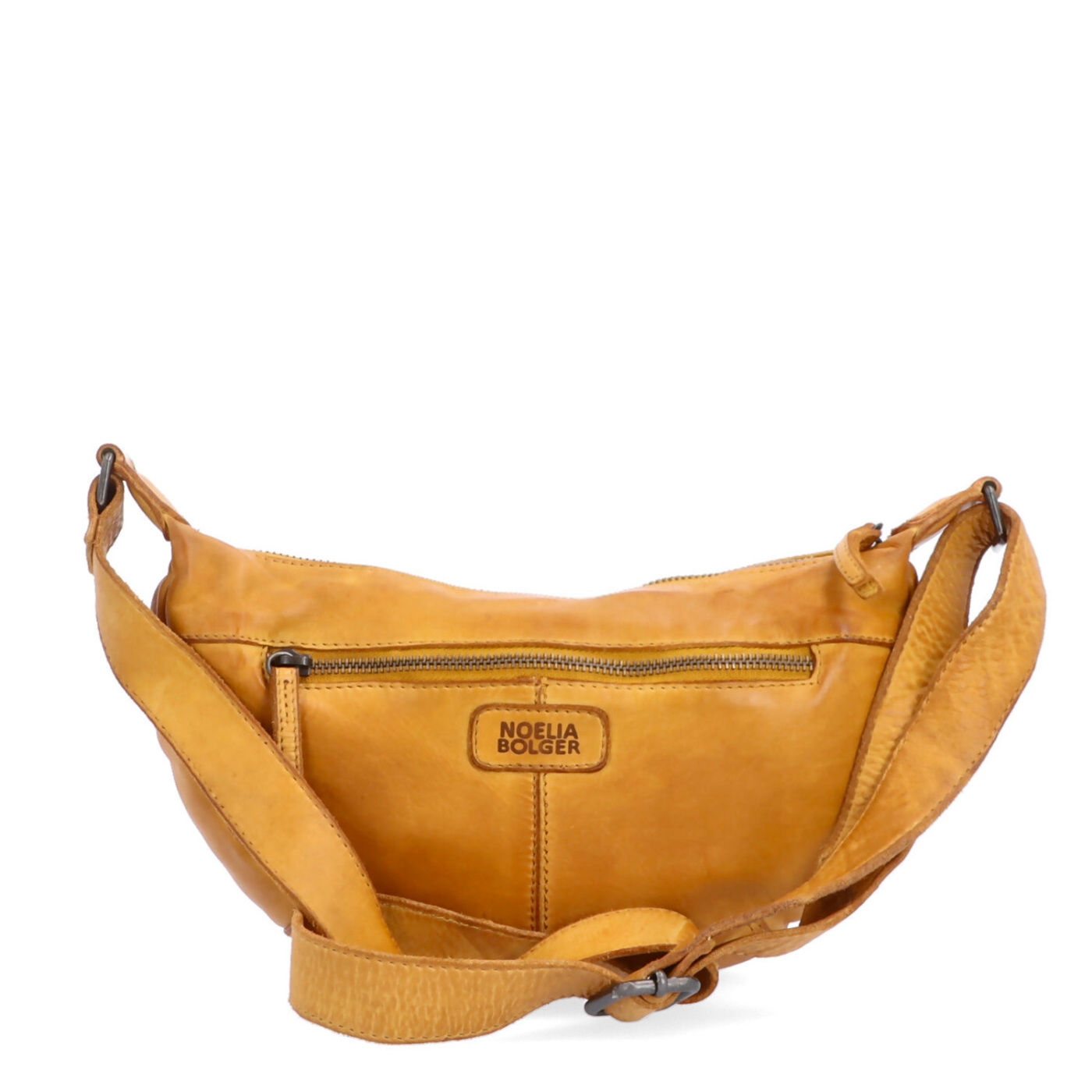 Malá kožená moonbag kabelka Noelia Bolger materiál kože zapínanie na zips farba žltá veľkosť malá NB 2411 ZLU Zozadu
