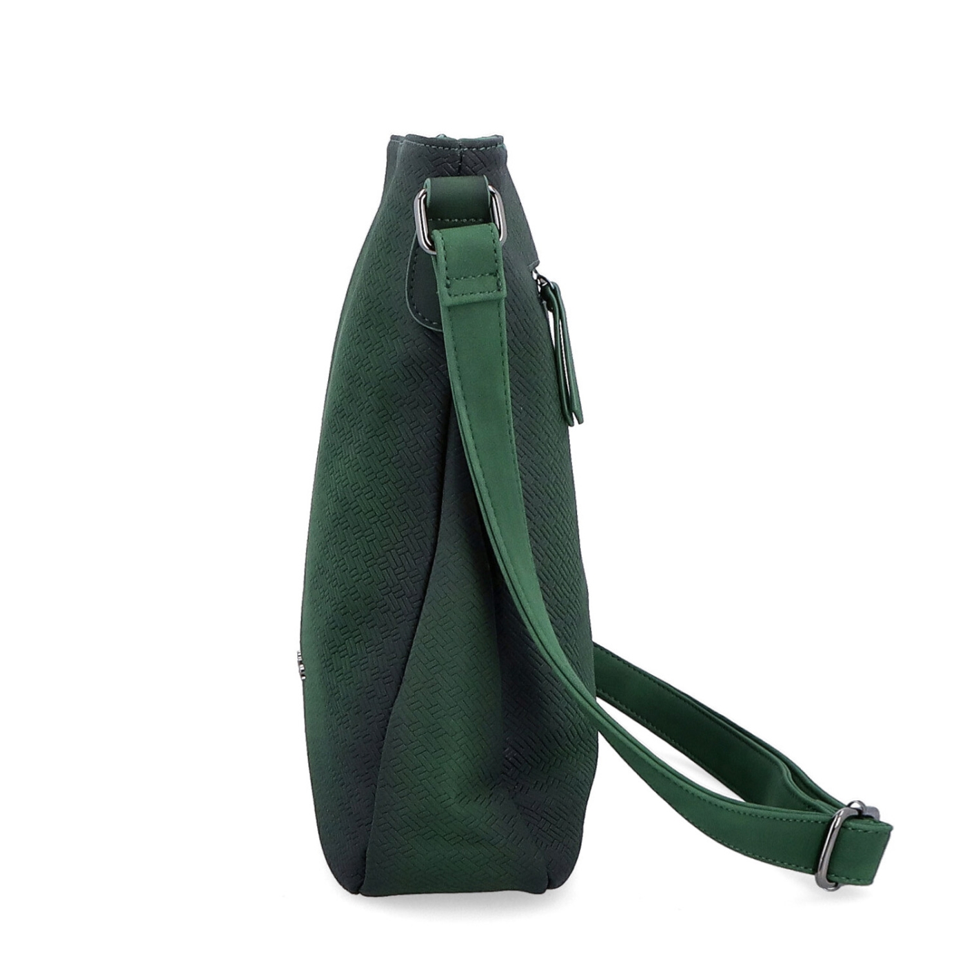 Stredná jednoduchá crossbody kabelka Indee materiál syntetická koža zapínanie na zips farba zelená veľkosť stredná 6317 TZE Z boku