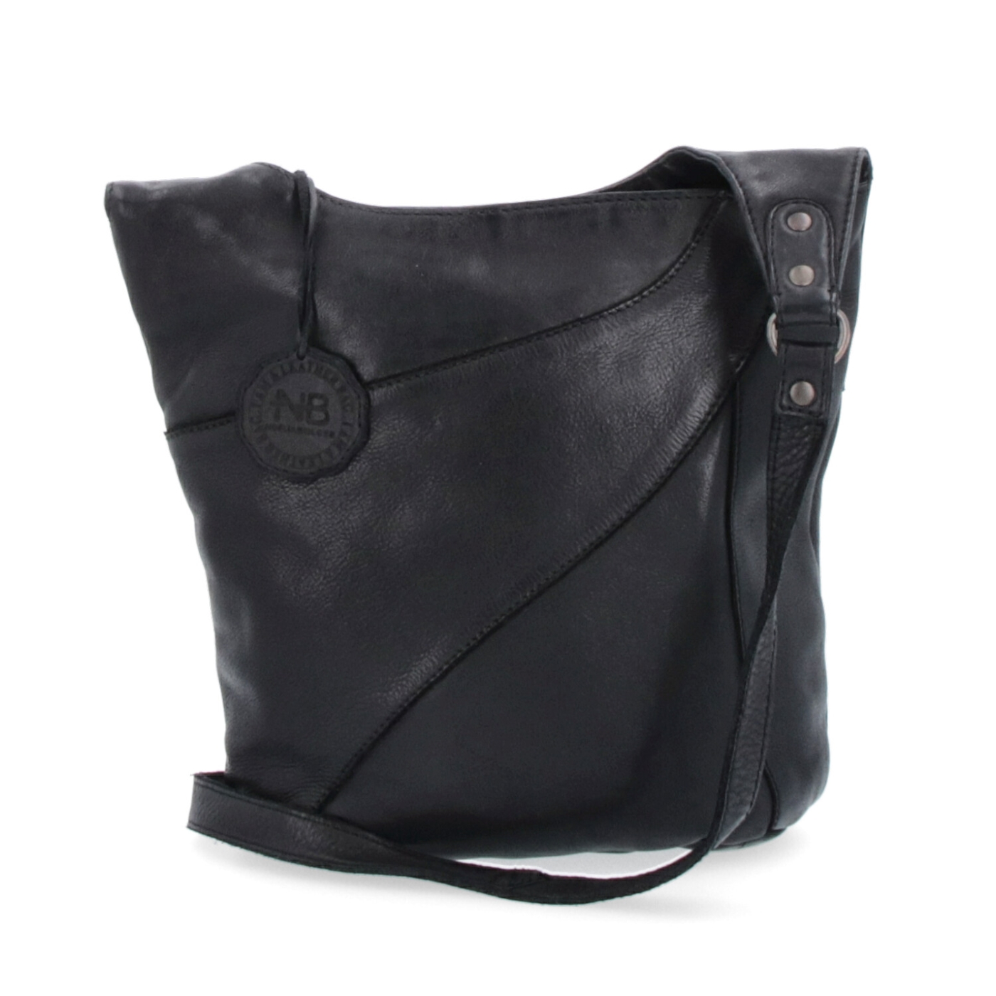 Elegantná kožená crossbody kabelka s vreckami Noelia Bolger materiál kože zapínanie na zips farba čierna veľkosť malá NB 2101 C Spredu