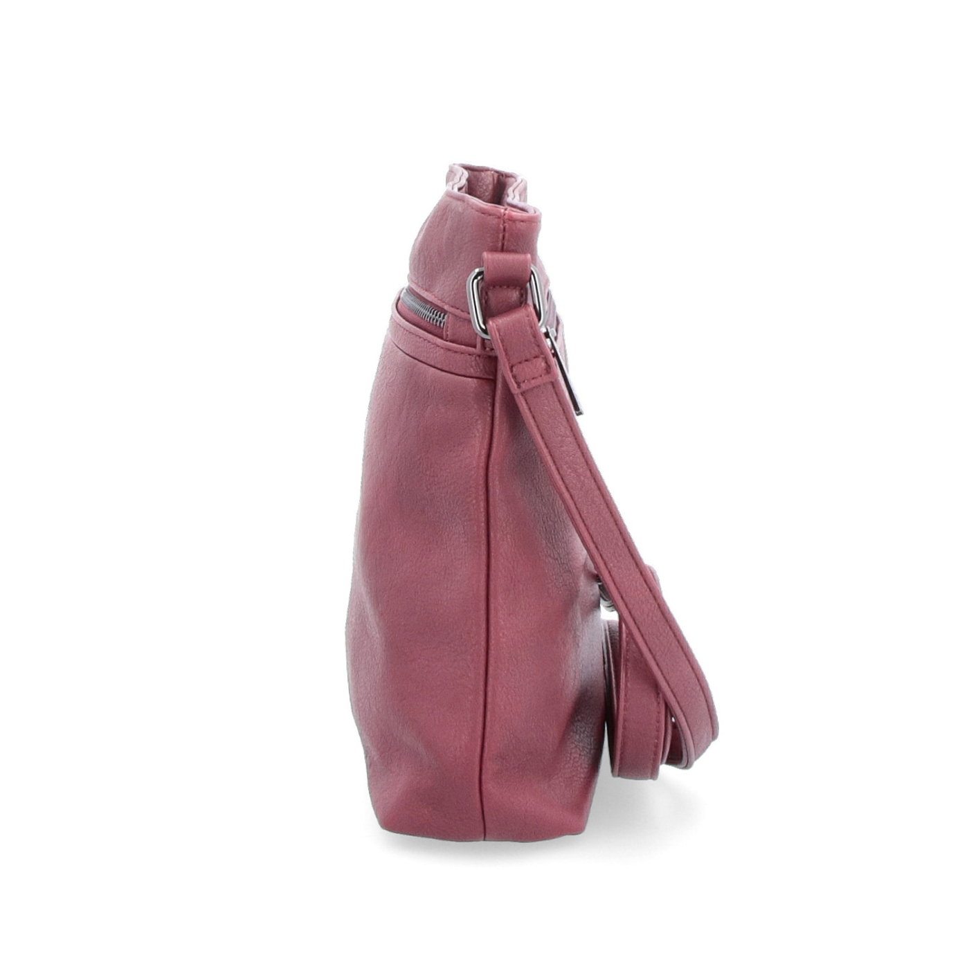Menší crossbody kabelka Tangerin materiál syntetická koža zapínanie na zips farba vínová veľkosť stredná 8022 BO Z boku