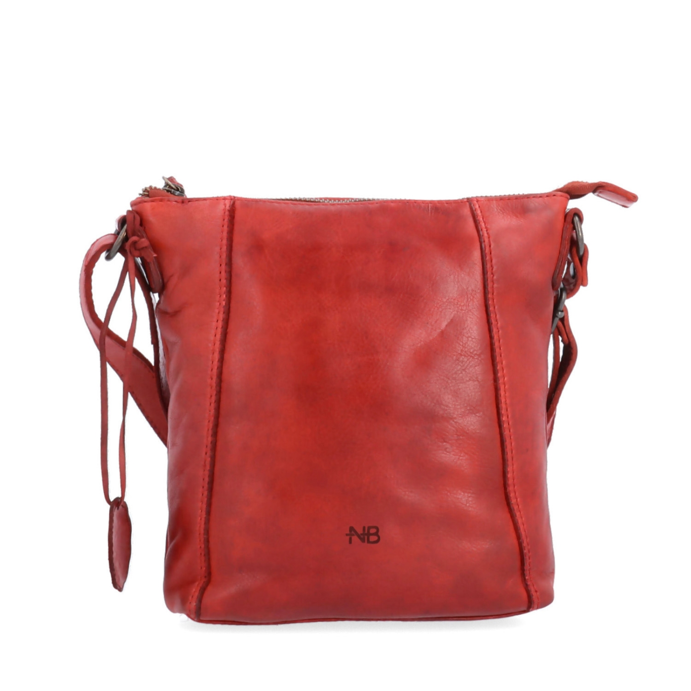 Malá kožená crossbody s prešívaním Noelia Bolger materiál kože zapínanie na zips farba červená veľkosť malá NB 2086 CV Spredu