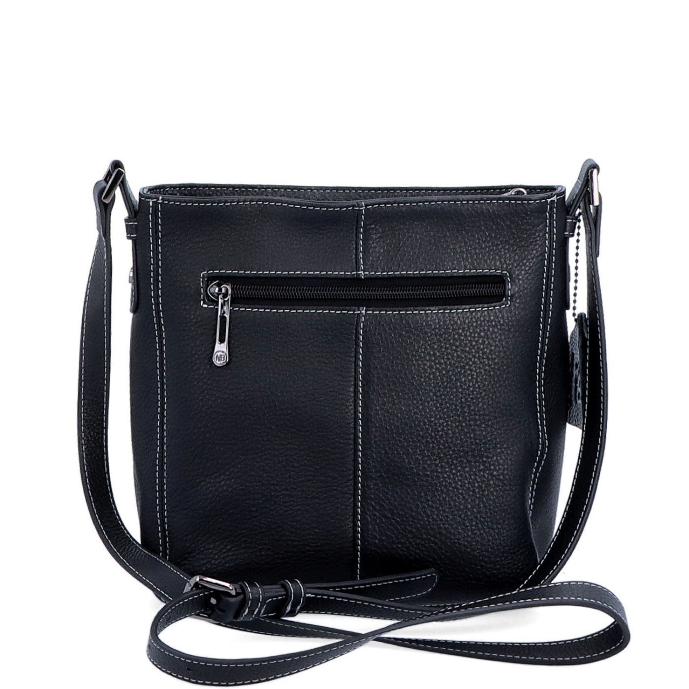 Malá kožená crossbody kabelka s výraznejším prešívaním Noelia Bolger materiál kože zapínanie na zips farba čierna veľkosť malá NB 3004 C Zozadu
