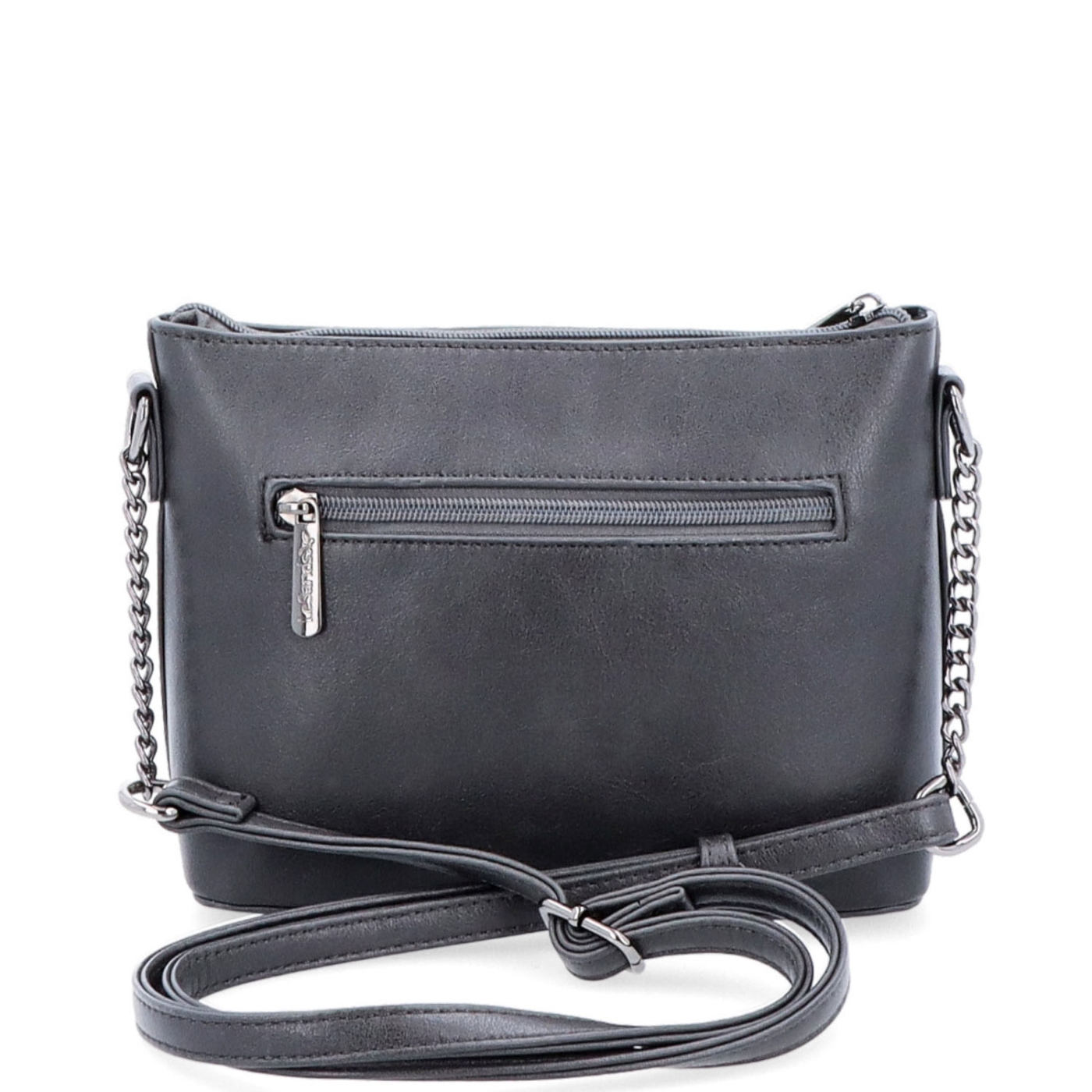 Spoločenská crossbody kabelka s retiazkou Le Sands materiál syntetická koža zapínanie na zips farba sivá veľkosť malá 7708 TS Zozadu