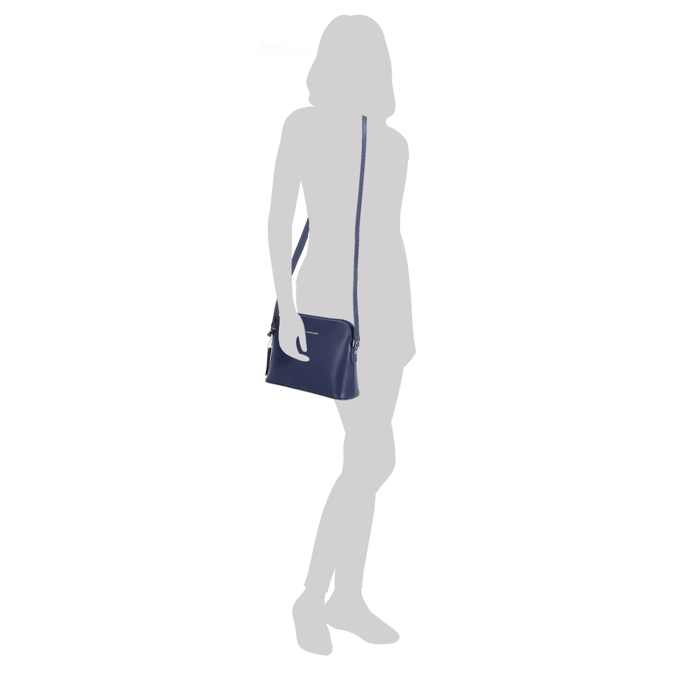 Kožená crossbody kabelka Noelia Bolger Noelia Bolger materiál kože zapínanie na zips farba modrá veľkosť malá NB 0096 TM Na postave