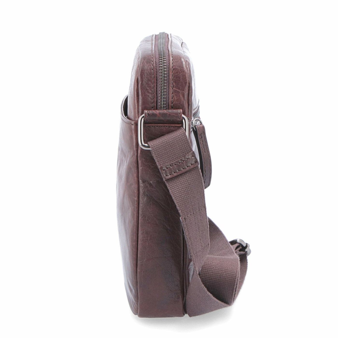 Kožená crossbody taška Poyem materiál kože farba hnedá veľkosť malá 2200 Poyem H Z boku