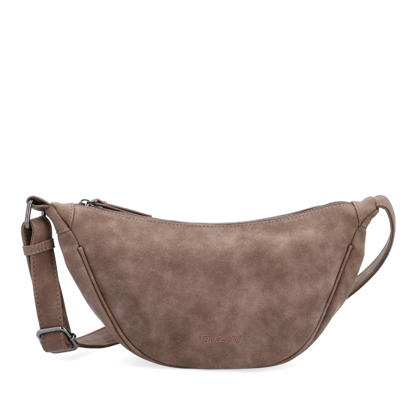 Štýlový dámský Moonbag zo syntetického materiálu Tangerin materiál syntetická koža zapínanie na zips farba hnedá veľkosť malá 1112 H Spredu