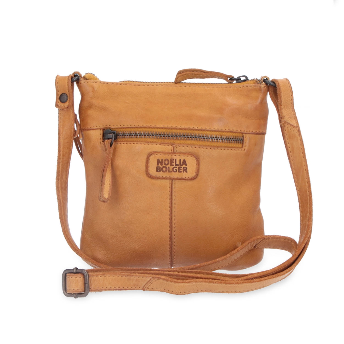 Malá kožená crossbody so zapínaním na zips Noelia Bolger materiál kože zapínanie na zips farba žltá veľkosť malá NB 2090 ZLU Zozadu